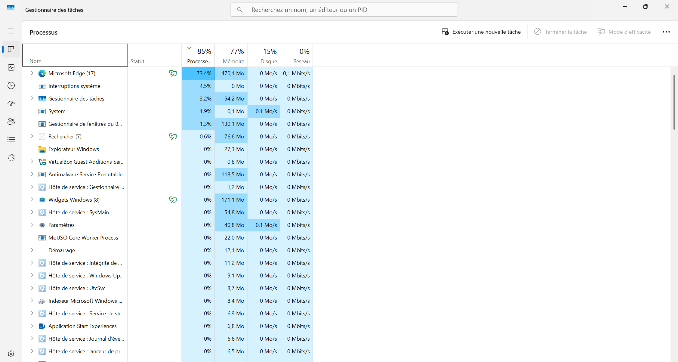 Processus - Classement RAM et CPU